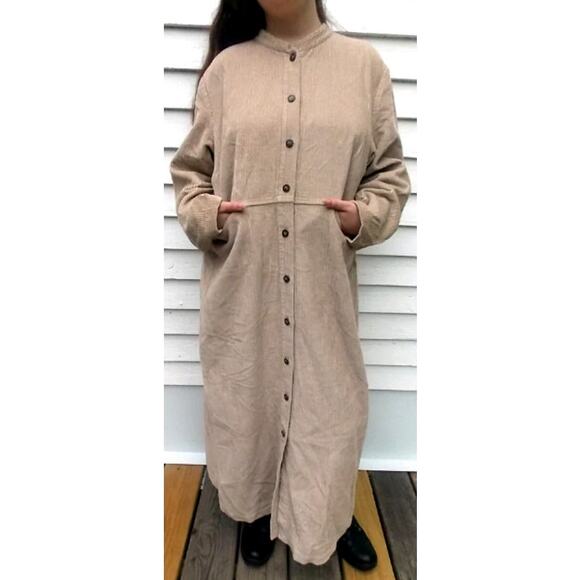 ORVIS Corduroy Jumper Cotton Long Sleeve Dress Womans Beige Tagged Sz 16 - Picture 1 of 7